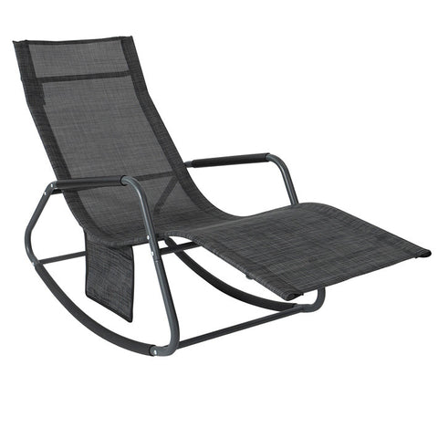 Rootz Garden Lounger - Sun Lounger - Rocking Chair - Ergonomic Design - Synthetic Fiber Fabric - Storage Pocket - Supports up to 150kg - 143cm x 85cm x 57cm