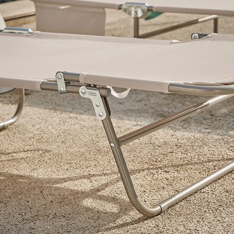 Rootz Verstelbare ligstoel met luifel - Tuinligstoel - Strandligstoel - Duurzaam metalen frame - Synthetische vezelstof - Opbergvak - 195 cm x 90 cm x 63 cm