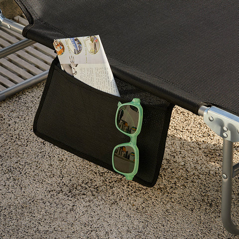 Rootz Adjustable Sun Lounger with Canopy - Garden Lounger - Beach Lounger - Foldable & Portable - UV Protection - Storage Pocket - 195cm x 90cm x 63cm