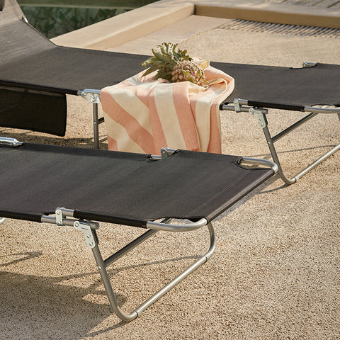 Rootz Verstelbare ligstoel met luifel - Tuinligstoel - Strandligstoel - Opvouwbaar en draagbaar - UV-bescherming - Opbergvak - 195 cm x 90 cm x 63 cm