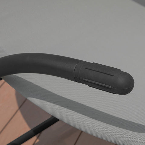 Rootz Double Rocking Lounger - Sun Lounger with Wheels - Garden Bed with Sun Canopy - Durable Metal Frame - Water-Repellent Synthetic Fiber - Easy to Clean - 140cm x 180cm x 184cm