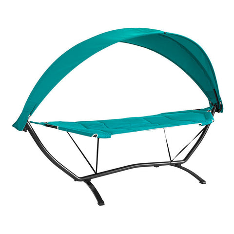 Rootz Hammock with Frame - Sun Canopy Hammock - Outdoor Relaxation Bed - Durable Metal Frame - UV Protection Canopy - Stable & Safe Design - 273cm x 181cm x 115cm