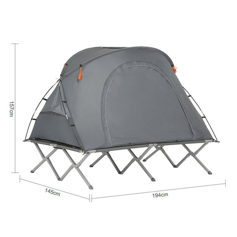 Rootz 4-in-1 Camping Tent Set - Camp Bed - Camping Lounger - Sleeping Bag - Durable Oxford Nylon - Easy Transport - Mosquito Protection - 194cm x 157cm x 145cm