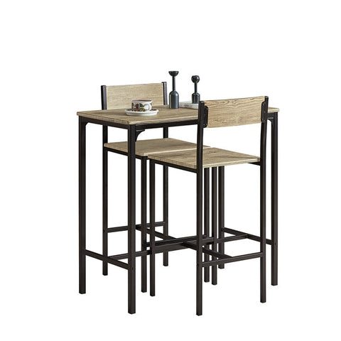 Rootz 3-Piece Bar Table Set - Bar Stools - Dining Set - MDF Veneer Top - Metal Frame - Lightweight & Durable - Easy Maintenance - Table: 89cm x 45cm x 87cm, Stools: 39cm x 41cm x 95cm