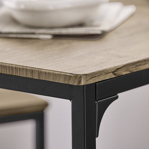 Rootz 3-Piece Bar Table Set - Bar Stools - Dining Set - MDF Veneer Top - Metal Frame - Lightweight & Durable - Easy Maintenance - Table: 89cm x 45cm x 87cm, Stools: 39cm x 41cm x 95cm