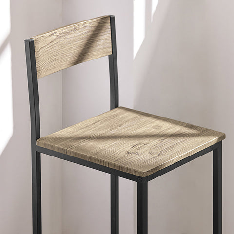 Rootz 3-Piece Bar Table Set - Bar Stools - Dining Set - MDF Veneer Top - Metal Frame - Lightweight & Durable - Easy Maintenance - Table: 89cm x 45cm x 87cm, Stools: 39cm x 41cm x 95cm