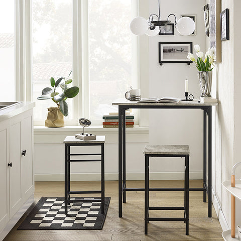 Rootz 3-Piece Bar Table Set - Bar Stools - Dining Set - MDF Veneer Top - Durable & Lightweight - Easy Maintenance - Table: 80cm x 87cm x 50cm, Stools: 32cm x 57cm x 32cm