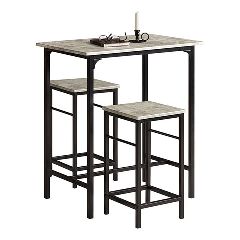 Rootz 3-Piece Bar Table Set - Bar Stools - Dining Set - MDF Veneer Top - Durable & Lightweight - Easy Maintenance - Table: 80cm x 87cm x 50cm, Stools: 32cm x 57cm x 32cm