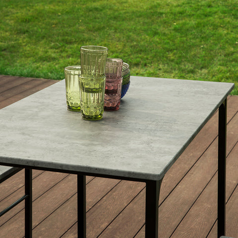 Rootz 5-Piece Bar Table Set - Bar Stools - Dining Set - Sturdy Metal Frame - MDF Veneer Top - High Load Capacity - 100cm x 87cm x 60cm Table, 32cm x 55cm x 32cm Stools - Available in Natural and Gray