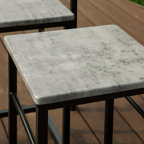 Rootz 5-Piece Bar Table Set - Bar Stools - Dining Set - Sturdy Metal Frame - MDF Veneer Top - High Load Capacity - 100cm x 87cm x 60cm Table, 32cm x 55cm x 32cm Stools - Available in Natural and Gray