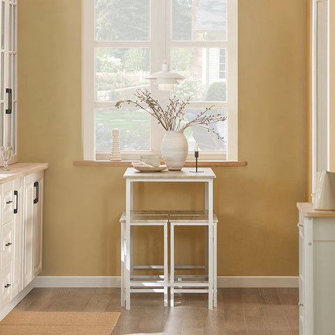 Rootz 5-Piece Bar Table Set - Bistro Table - Dining Set - Sturdy Metal Frame - MDF Veneer Top - Versatile Design - Ideal for Small Spaces - Table: 100cm x 87cm x 60cm, Chairs: 32cm x 57cm x 32cm