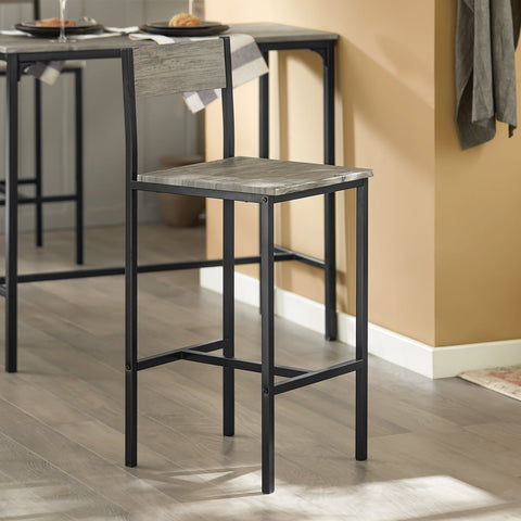 Rootz 5-Piece Bar Table Set - Kitchen Dining Set - Garden Furniture - Durable MDF & PVC Top - Sturdy Metal Frame - 100cm x 87cm x 45cm Table, 39cm x 95cm x 41cm Stools