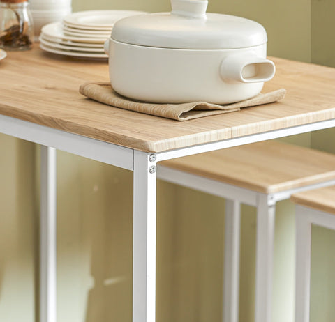 Rootz 5-Piece Bar Table Set - Dining Set - Kitchen Ensemble - Sturdy Metal Frame - Versatile Use - Indoor & Outdoor - Table: 100cm x 96cm x 60cm, Stools: 40cm x 67cm x 30cm