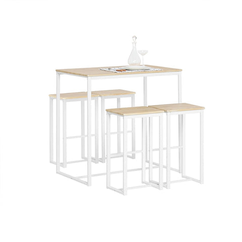 Rootz 5-Piece Bar Table Set - Dining Set - Kitchen Ensemble - Sturdy Metal Frame - Versatile Use - Indoor & Outdoor - Table: 100cm x 96cm x 60cm, Stools: 40cm x 67cm x 30cm