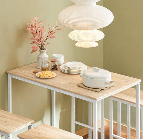 Rootz 5-Piece Bar Table Set - Dining Set - Kitchen Ensemble - Sturdy Metal Frame - Versatile Use - Indoor & Outdoor - Table: 100cm x 96cm x 60cm, Stools: 40cm x 67cm x 30cm