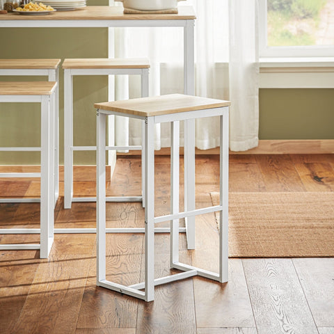 Rootz 5-Piece Bar Table Set - Dining Set - Kitchen Ensemble - Sturdy Metal Frame - Versatile Use - Indoor & Outdoor - Table: 100cm x 96cm x 60cm, Stools: 40cm x 67cm x 30cm