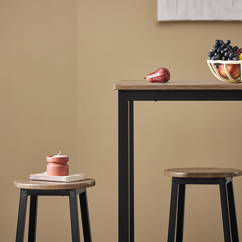 Rootz 5-Piece Bar Table Set - Kitchen Dining Combo - Garden Furniture Set - MDF with PVC Top - Sturdy Metal Frame - High Load Capacity - 120cm x 100cm x 40cm Table, 31cm x 65cm x 31cm Stools