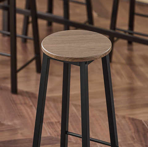 Rootz 5-Piece Bar Table Set - Kitchen Dining Combo - Garden Furniture Set - MDF with PVC Top - Sturdy Metal Frame - High Load Capacity - 120cm x 100cm x 40cm Table, 31cm x 65cm x 31cm Stools