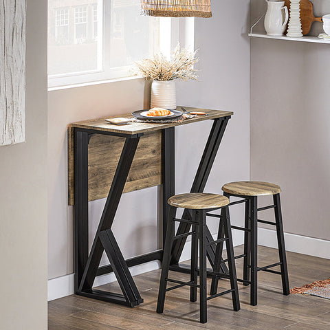 Rootz 5-Piece Dining Set - Folding Table with 4 Chairs - Compact Dining Set - Adjustable Table Size - Space-Saving Design - MDF Veneer Top - Metal Frame - Table: 80x89x80cm - Chair: 30x56cm