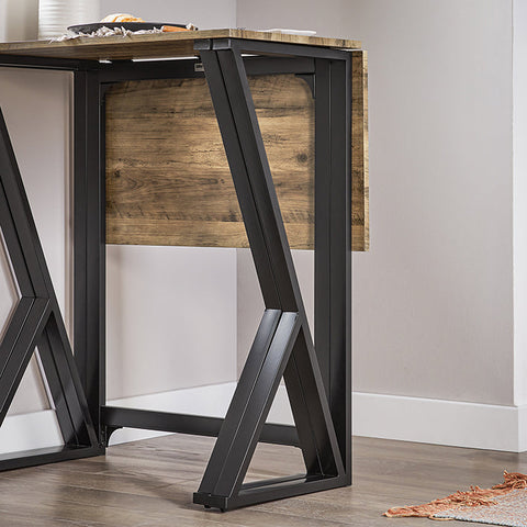 Rootz 5-Piece Dining Set - Folding Table with 4 Chairs - Compact Dining Set - Adjustable Table Size - Space-Saving Design - MDF Veneer Top - Metal Frame - Table: 80x89x80cm - Chair: 30x56cm