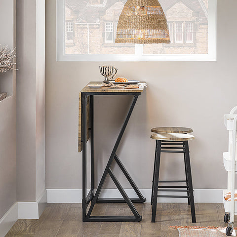 Rootz 5-Piece Dining Set - Folding Table with 4 Chairs - Compact Dining Set - Adjustable Table Size - Space-Saving Design - MDF Veneer Top - Metal Frame - Table: 80x89x80cm - Chair: 30x56cm