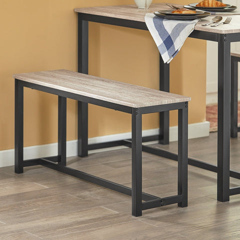Rootz 3-Piece Dining Set - Seating Group - Kitchen Table Set - Space-Saving Design - Sturdy MDF and Metal Frame - Ideal for Home and Commercial Use - Table: 110cm x 74cm x 58cm, Bench: 95cm x 46cm x 29cm
