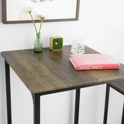 Rootz 3-delige bartafelset - keukeneetcombinatie - tuinbar - stevig blad van MDF en PVC - metalen frame - draagvermogen tot 120 kg - afmetingen: tafel 60 cm x 97 cm x 60 cm, krukken 39 cm x 96 cm x 41 cm