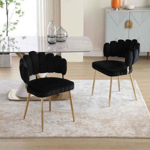 Rootz Set of 2 Velvet Dining Chairs - Comfy Seating - Ergonomic Chairs - Lumbar Support - 57cm x 55cm x 70cm