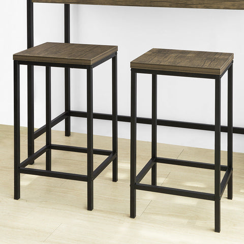 Rootz 3-delige bartafelset met 2 krukken - eettafel - feesttafel - ruimtebesparend ontwerp - MDF fineerblad - metalen frame - 121 cm x 97 cm x 46 cm