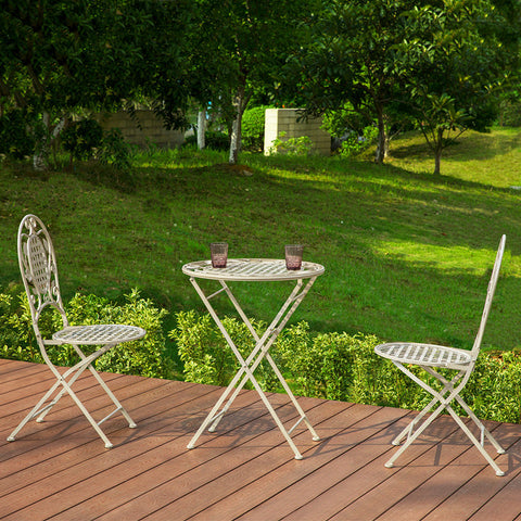 Rootz 3-Piece Balcony Table Set - Garden Furniture Set - Folding Table and Chairs - Durable Metal, Powder-Coated - Indoor & Outdoor Use - Scratch-Resistant Feet - Table: 60cm x 77cm, Chairs: 42cm x 95cm x 55cm