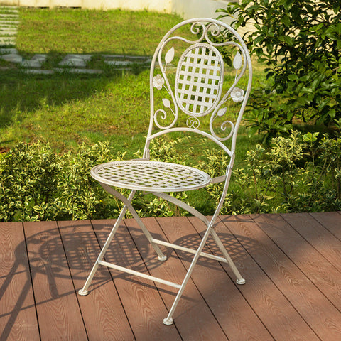 Rootz 3-Piece Balcony Table Set - Garden Furniture Set - Folding Table and Chairs - Durable Metal, Powder-Coated - Indoor & Outdoor Use - Scratch-Resistant Feet - Table: 60cm x 77cm, Chairs: 42cm x 95cm x 55cm