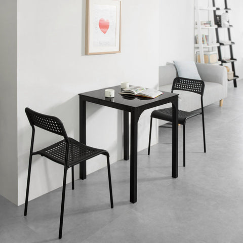 Rootz Bartafel met glazen blad - Keukentafel - Tuintafel - Elegant ontwerp - Stevig metalen frame - 60 cm x 75 cm x 60 cm