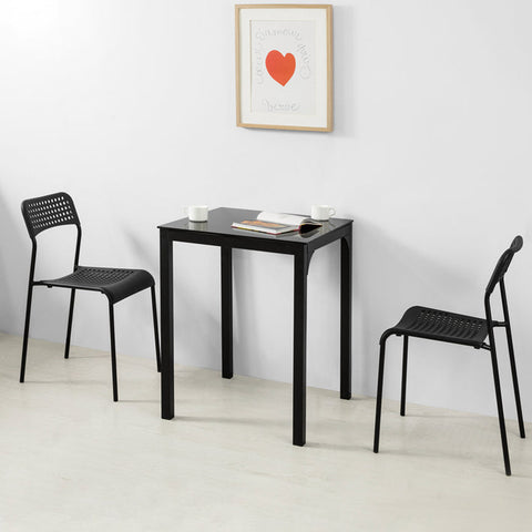 Rootz Bartafel met glazen blad - Keukentafel - Tuintafel - Elegant ontwerp - Stevig metalen frame - 60 cm x 75 cm x 60 cm