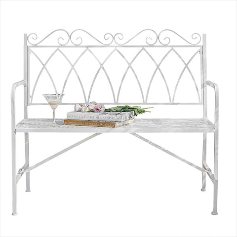 Rootz Garden Bench - Outdoor Seating - Patio Bench - Durable Metal Construction - Decorative Design - Supports up to 240kg - 104cm x 95cm x 55cm