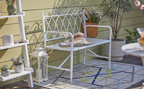 Rootz Garden Bench - Outdoor Seating - Patio Bench - Durable Metal Construction - Decorative Design - Supports up to 240kg - 104cm x 95cm x 55cm