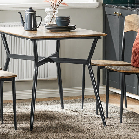 Rootz 5-Piece Dining Set - Bistro Table - Seating Group - MDF Veneered Top - Space-Saving Design - Easy Assembly - Table: 110cm x 76cm x 70cm; Chairs: 40cm x 86cm x 43cm