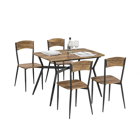 Rootz 5-Piece Dining Set - Bistro Table - Seating Group - MDF Veneered Top - Space-Saving Design - Easy Assembly - Table: 110cm x 76cm x 70cm; Chairs: 40cm x 86cm x 43cm