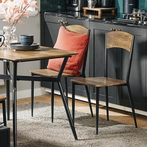 Rootz 5-Piece Dining Set - Bistro Table - Seating Group - MDF Veneered Top - Space-Saving Design - Easy Assembly - Table: 110cm x 76cm x 70cm; Chairs: 40cm x 86cm x 43cm