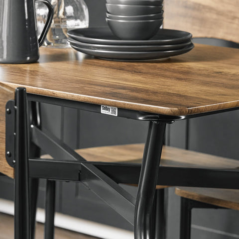 Rootz 5-Piece Dining Set - Bistro Table - Seating Group - MDF Veneered Top - Space-Saving Design - Easy Assembly - Table: 110cm x 76cm x 70cm; Chairs: 40cm x 86cm x 43cm