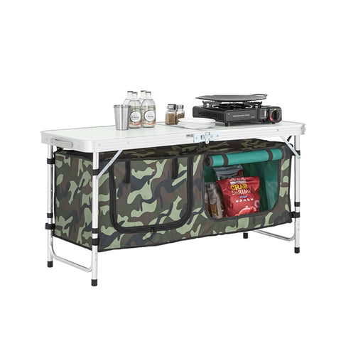 Rootz Aluminum Folding Camping Table - Portable Camp Table - Outdoor Picnic Table - Adjustable Height - 120cm x 54/62/70cm