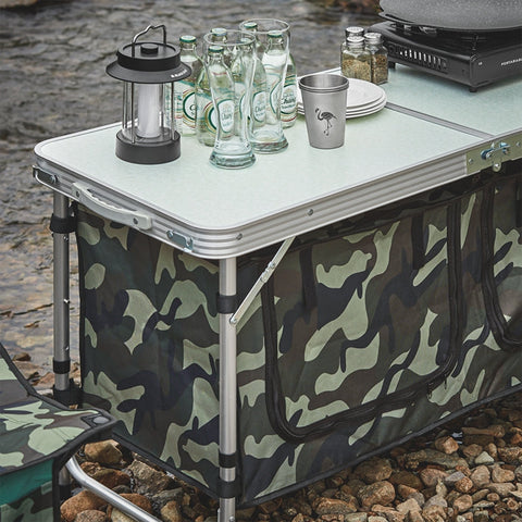 Rootz Aluminum Folding Camping Table - Portable Camp Table - Outdoor Picnic Table - Adjustable Height - 120cm x 54/62/70cm