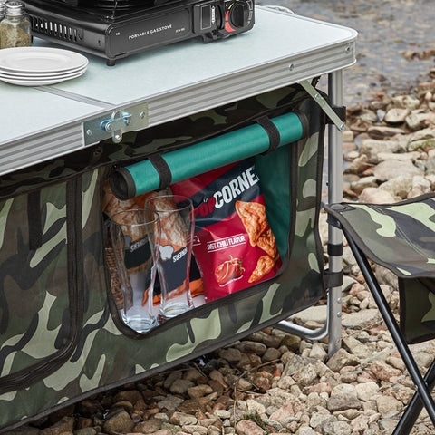 Rootz Aluminum Folding Camping Table - Portable Camp Table - Outdoor Picnic Table - Adjustable Height - 120cm x 54/62/70cm