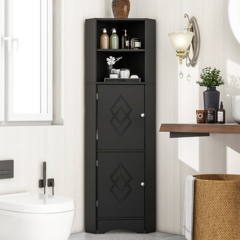 Rootz Corner Cabinet - Bathroom Storage - Adjustable Shelf - Moisture Resistant - 36.5L x 36.5W x 155H cm