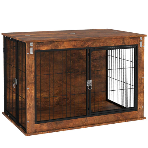 Rootz Dog Transport Box - Stay Box for Pets - Secure Doors - Robust Design - 98 x 60 x 65.5 cm - Brown