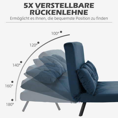 Rootz 2-Seater Velvet Sofa Bed - Convertible Couch - Sleeper Sofa - Adjustable Backrest - Enhanced Comfort - 102cm x 73cm x 81cm - Steel Frame