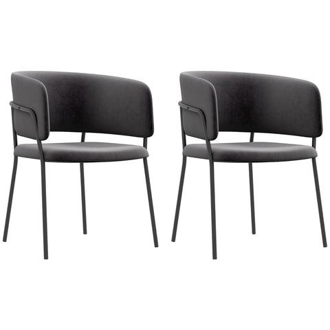 Rootz Dining Chair Set - Kitchen Chairs - Velvet Upholstery - Padded Seats - Steel Frame - 57cm x 53cm x 73cm