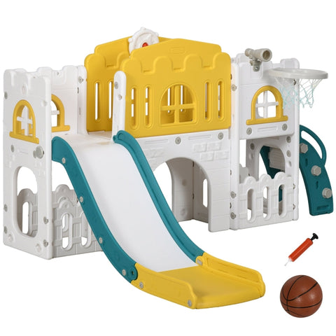 Rootz Toddler Slide - Indoor Slide - 7-in-1 Playset - Acceleration Zone - Bridge Walkway - Storage Baskets - 178L x 177W x 99H cm