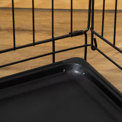 Rootz Dog Cage - Pet Crate - Transport Box - Iron Wire - 92cm x 57cm x 62.5cm - Foldable - Easy Assembly - Large Front Door