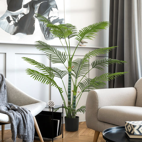 Rootz Artificial Palm with 16 Leaves - Faux Plant - UV-Resistant Greenery - Perfect Indoor/Outdoor - 175cm with Pot Ø20 x 17cm