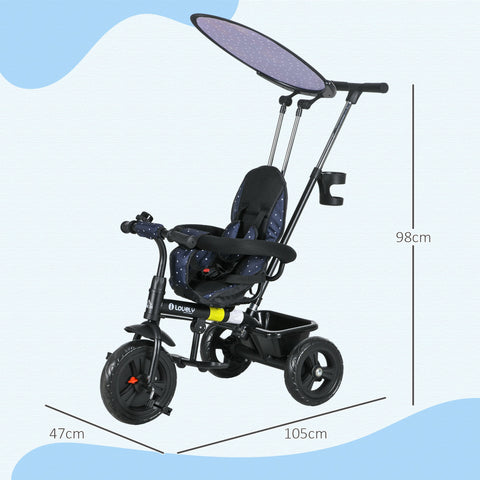 Rootz 6-in-1 Tricycle - Children's Trolley - Kids Bike - Safety Harness - 105cm x 47cm x 98cm